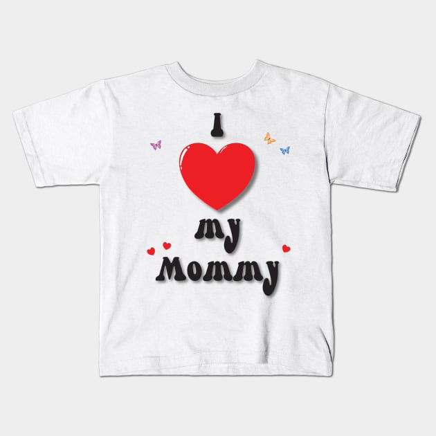 I love my mommy heart doodle hand drawn design Kids T-Shirt by The Creative Clownfish